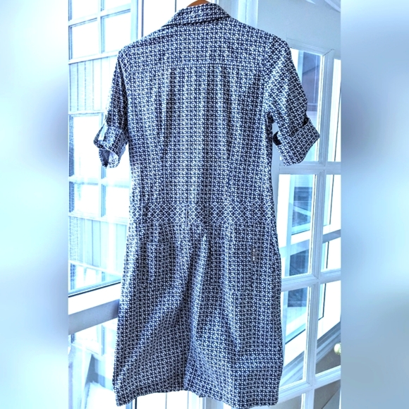 Cotton Blue and White Printed Dress. Pockets! Small. - Picture 6 of 12